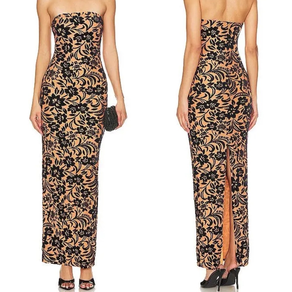 Revolve More To Come Teagan Strapless Velvet Burnout Maxi Dress‎ Floral S